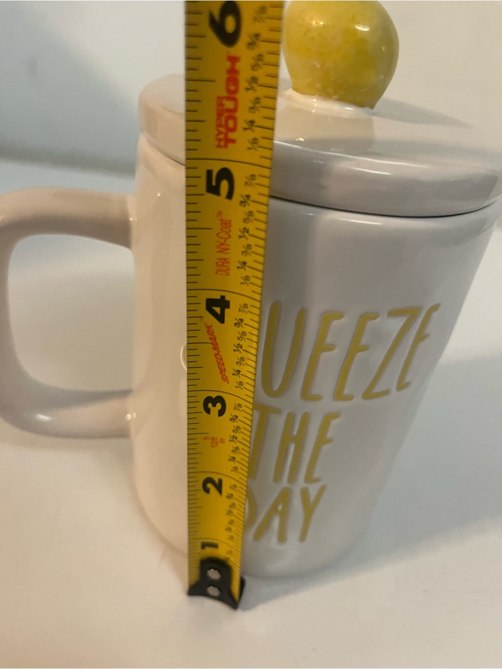Blue Harbor Squeeze the Day Lemon Lidded Ceramic Coffee/Tea Mug Yellow and White - Picture 9 of 9